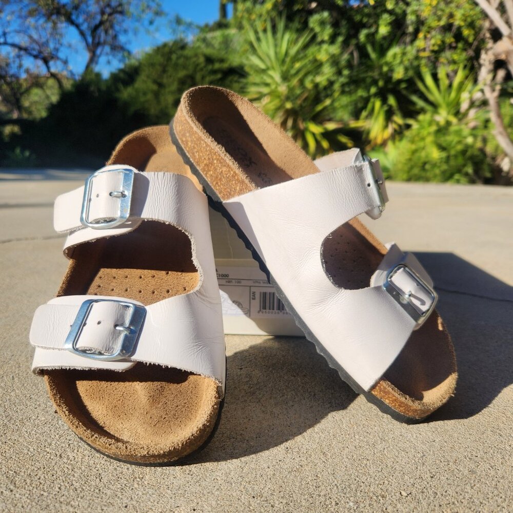 Birkenstock style  Geox genuine leather sandals/slides